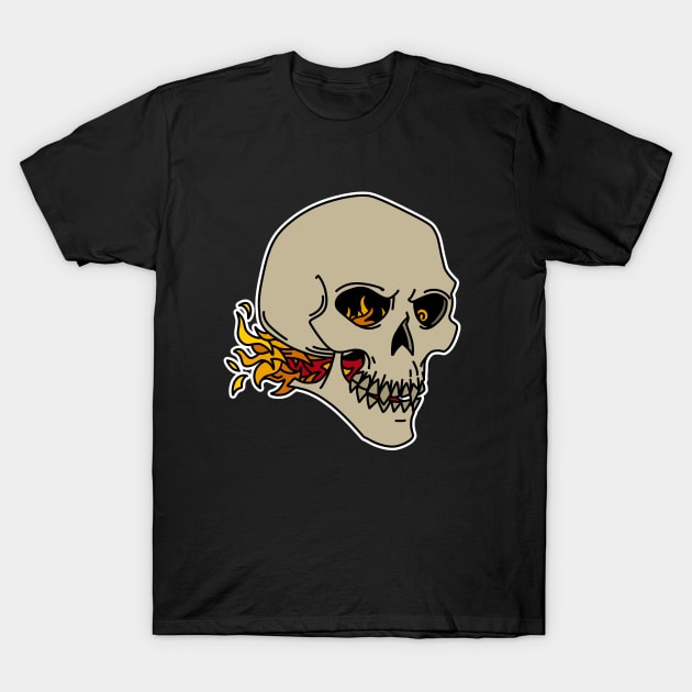 Flaming Skull T-Shirt by archvinde